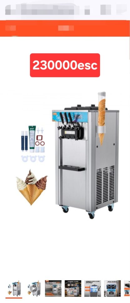 Máquina de sorvete macio com suporte de cone de sorvete